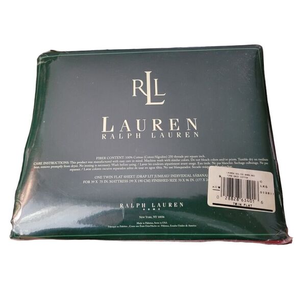 Vintage Ralph Lauren Home Solid Barn Red Twin Flat Sheet 250 Thread Count NOS - Picture 2 of 3